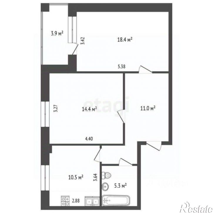 2-комн квартира улица Гагарина, 123,  д. 123