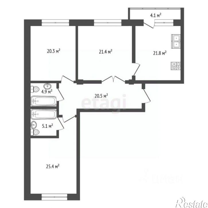 3-комн квартира Октябрьская улица, 279Б,  д. 279Б