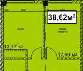 1-комн, 38 кв м, этаж 2/9 Октябрьская улица, 154А