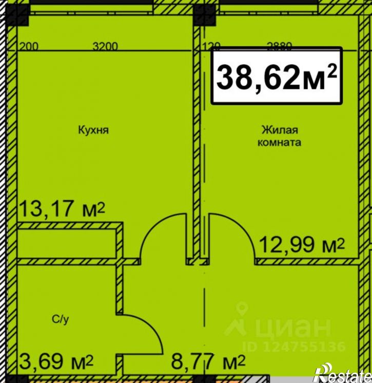 1-комн квартира в новом доме Октябрьская улица, 154А,  д. 154А