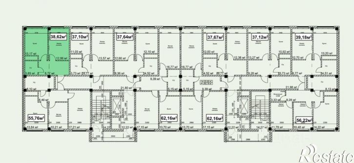 1-комн квартира в новом доме Октябрьская улица, 154А,  д. 154А