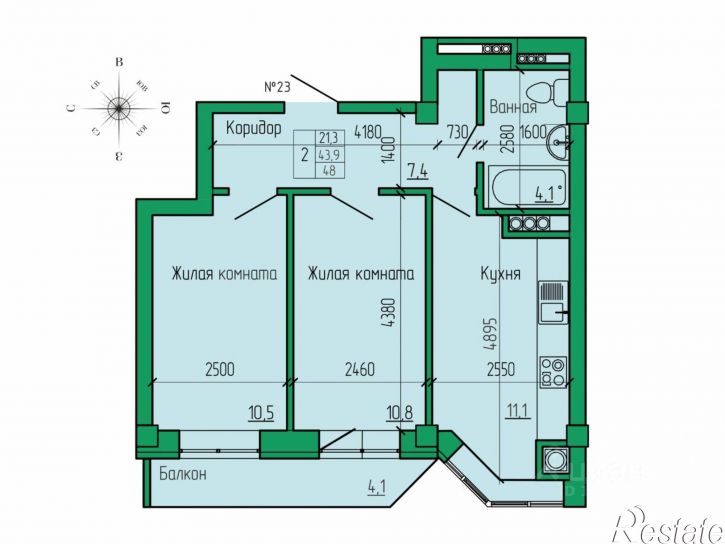 2-комн квартира в новом доме улица Кленовая Роща, 6,  д. 6