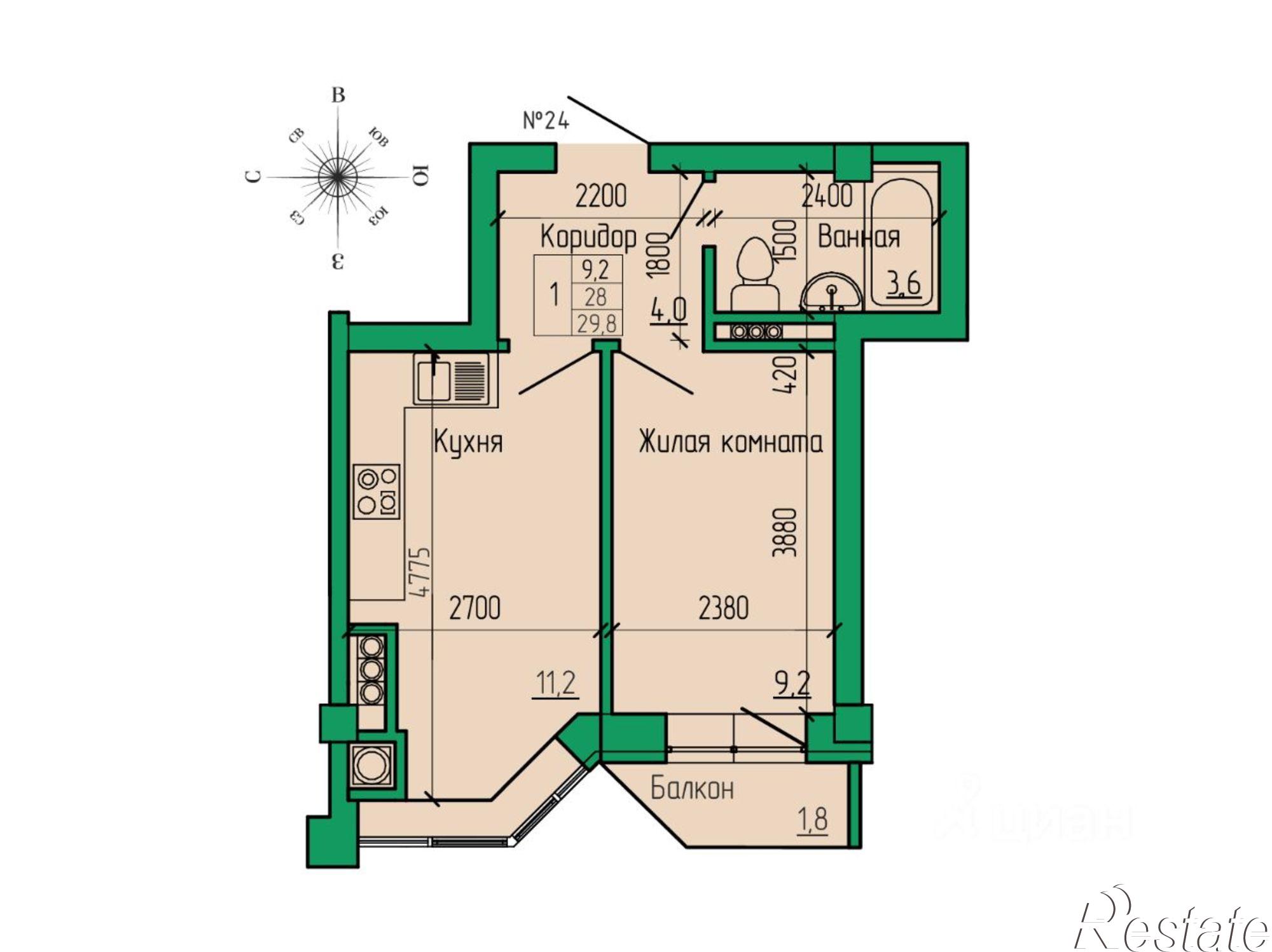 Купить квартиру за 3 874 000 рублей на ул Кленовая роща, 6