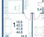 1-комн, 45кв м, этаж 4/9 улица Шмидта, 82