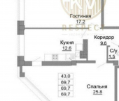 2-комн, 72кв м, этаж 7/6 ул Октябрьская, 8/6