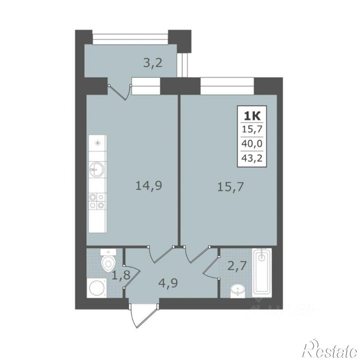 1-комн квартира в новом доме улица имени Рыбникова, 34,  д. 34