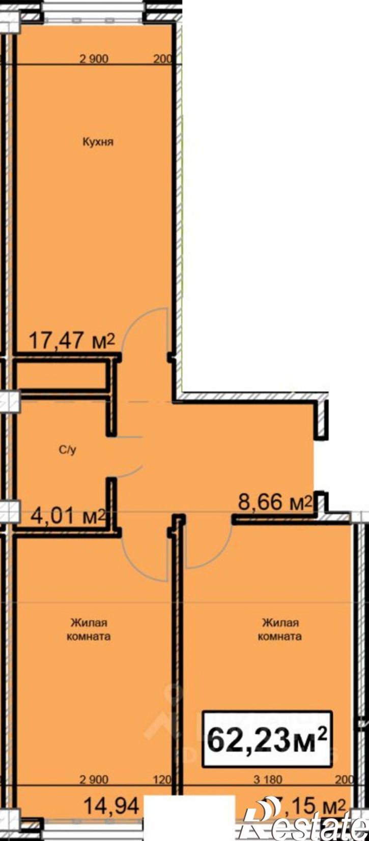 2-комн квартира в новом доме ул Благодатная, 22 1,  д. 22 1,  к. 1