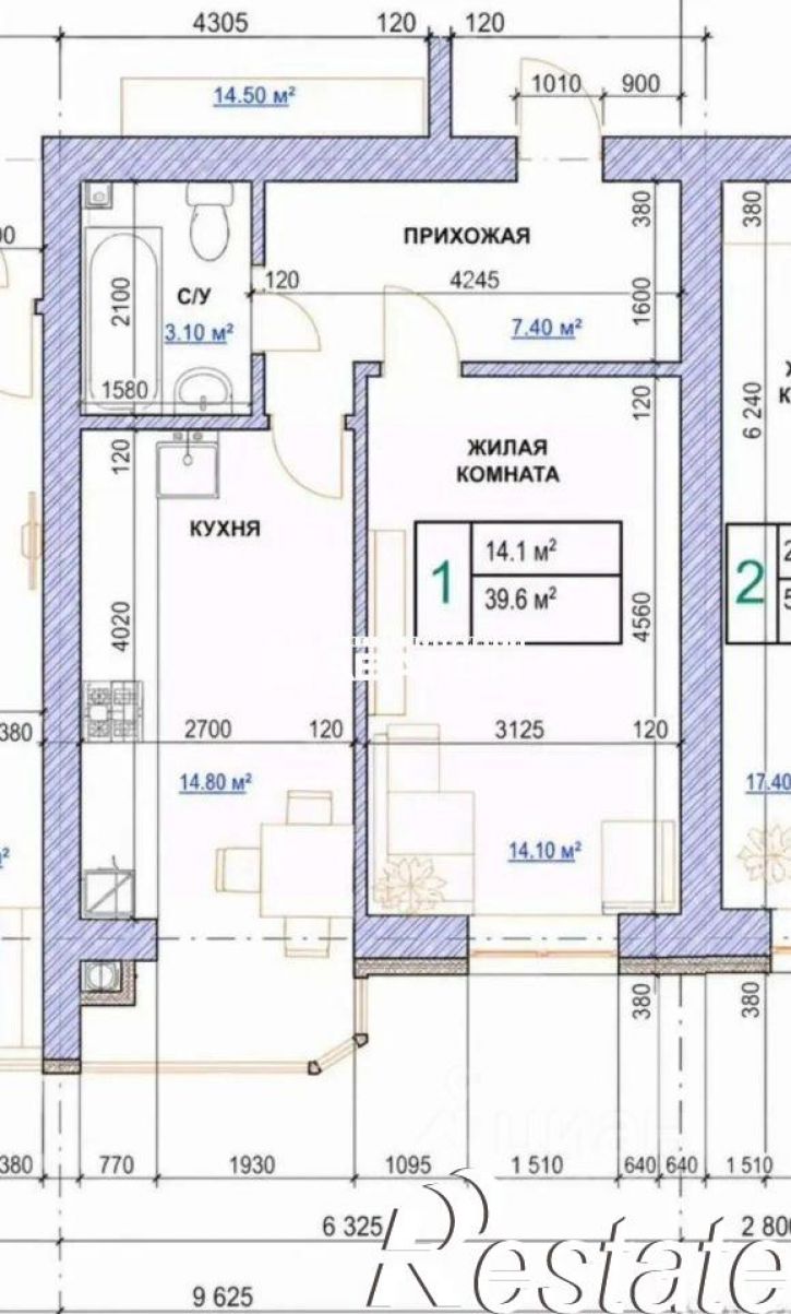1-комн квартира ул Галерейная, 21б,  д. 21б
