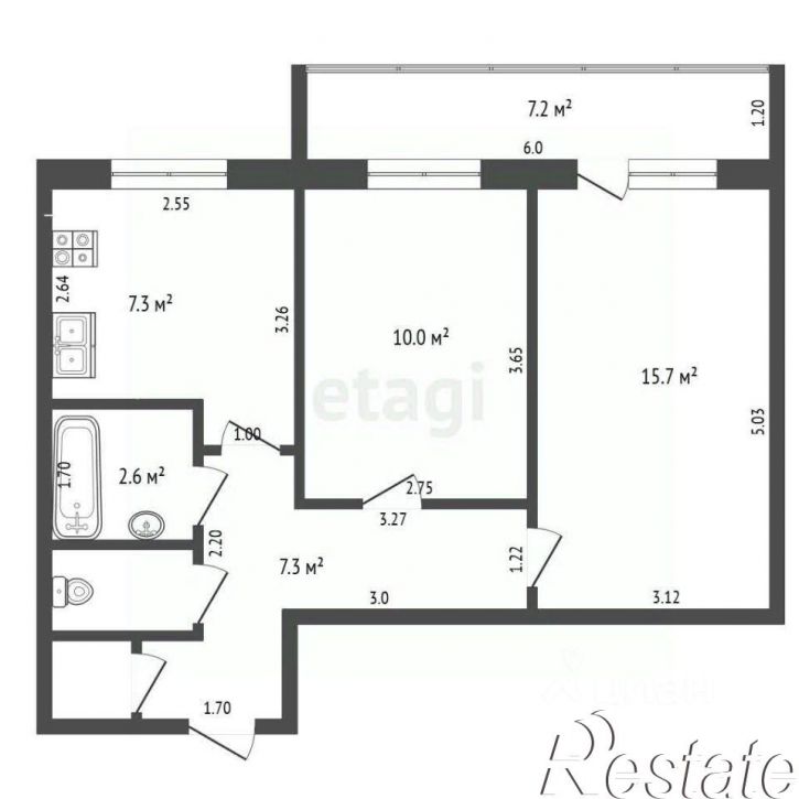 2-комн квартира Октябрьская улица, 279Б,  д. 279Б