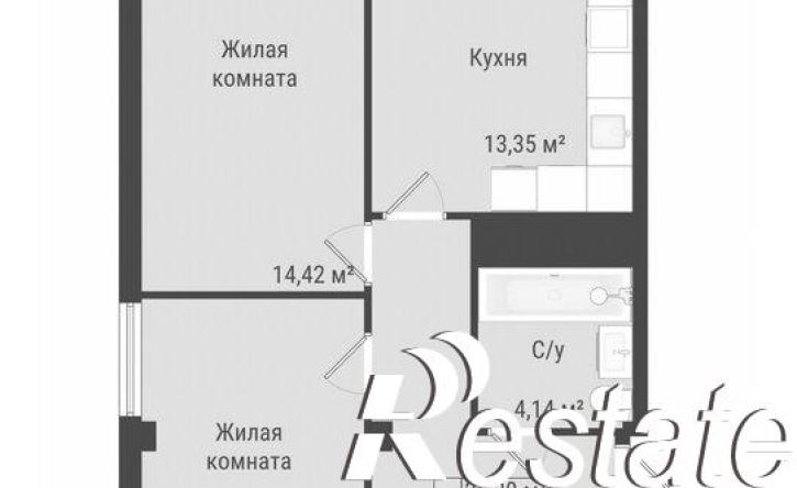 2-комн квартира в новом доме Октябрьская улица, 170,  д. 170