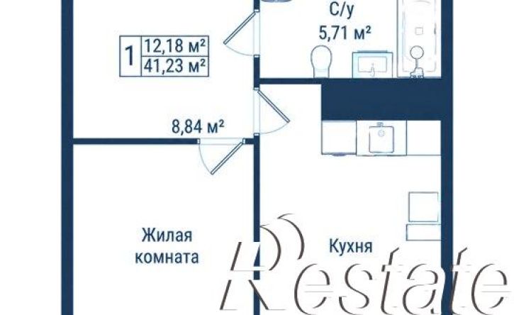 1-комн квартира в новом доме Октябрьская улица, 190Б,  д. 190Б