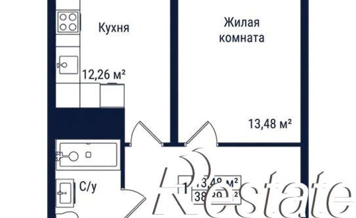 1-комн квартира в новом доме Октябрьская улица, 190Б,  д. 190Б