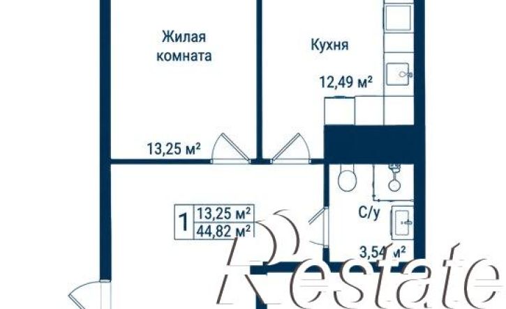 1-комн квартира в новом доме Октябрьская улица, 190Б,  д. 190Б