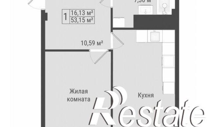 1-комн квартира в новом доме Октябрьская улица, 190Б,  д. 190Б