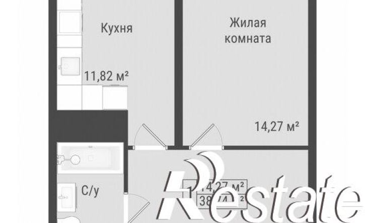 1-комн квартира в новом доме Октябрьская улица, 190Б,  д. 190Б