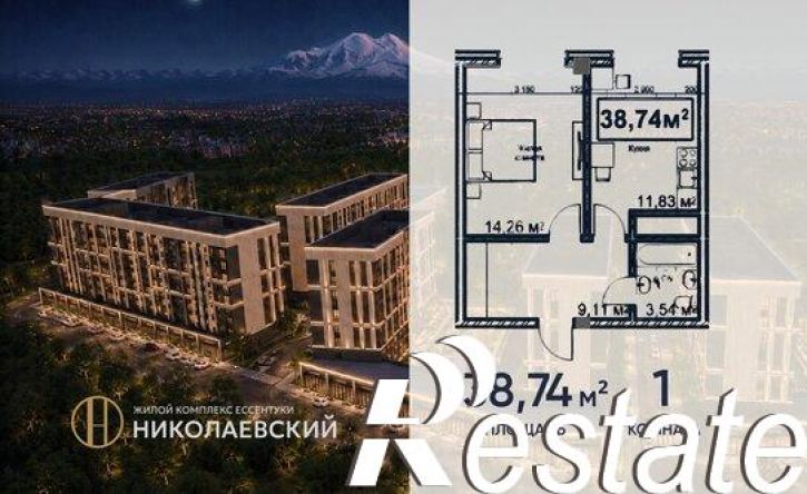 1-комн квартира в новом доме Октябрьская улица, 190Б,  д. 190Б