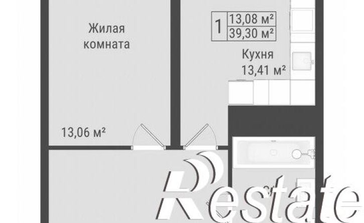 1-комн квартира в новом доме Октябрьская улица, 170,  д. 170