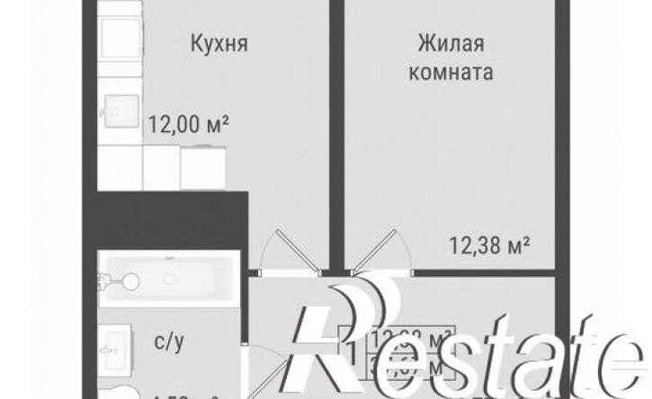 1-комн квартира в новом доме Октябрьская улица, 154А,  д. 154А