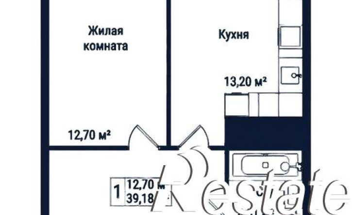 1-комн квартира в новом доме Октябрьская улица, 154А,  д. 154А