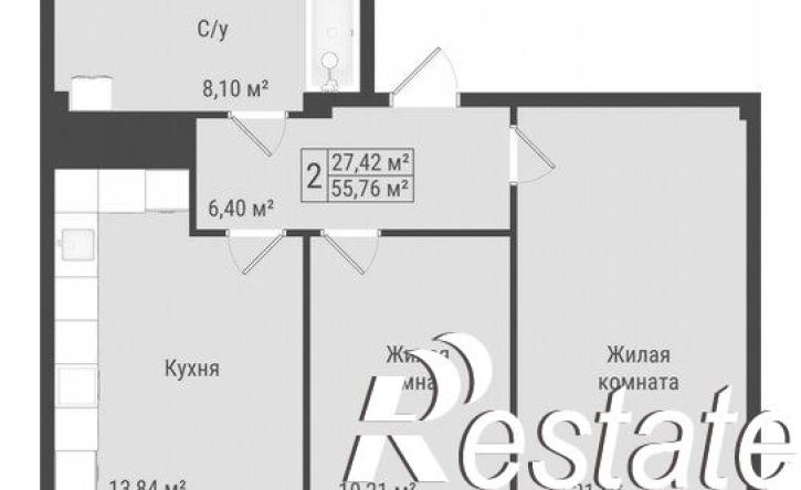2-комн квартира в новом доме Октябрьская улица, 154А,  д. 154А