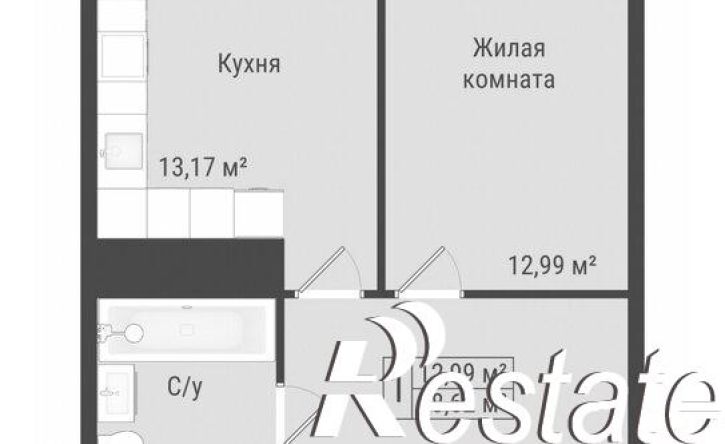 1-комн квартира в новом доме Октябрьская улица, 154А,  д. 154А