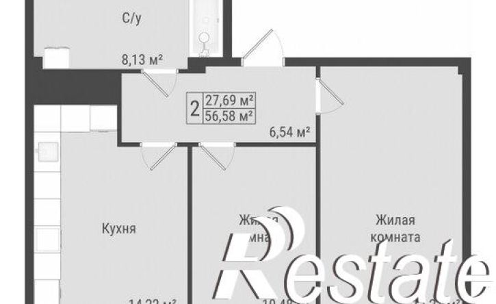 2-комн квартира в новом доме Октябрьская улица, 154А,  д. 154А