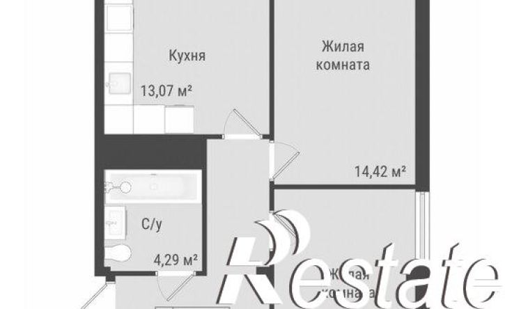 2-комн квартира в новом доме Октябрьская улица, 170,  д. 170