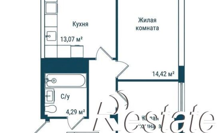 2-комн квартира в новом доме Октябрьская улица, 170,  д. 170