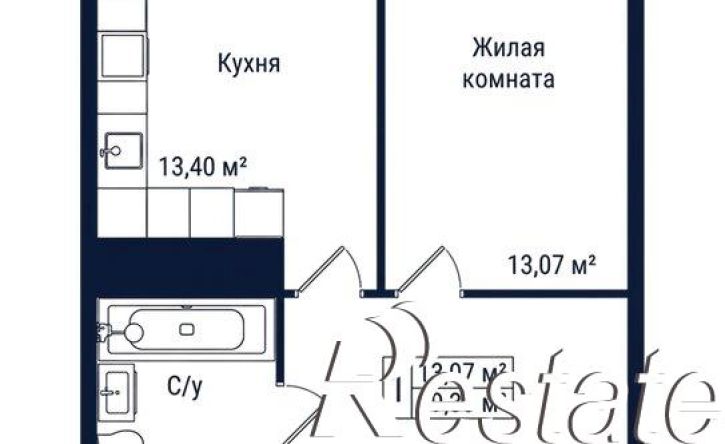 1-комн квартира в новом доме Октябрьская улица, 170,  д. 170