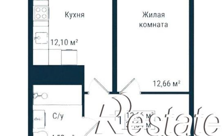 1-комн квартира в новом доме Октябрьская улица, 154А,  д. 154А
